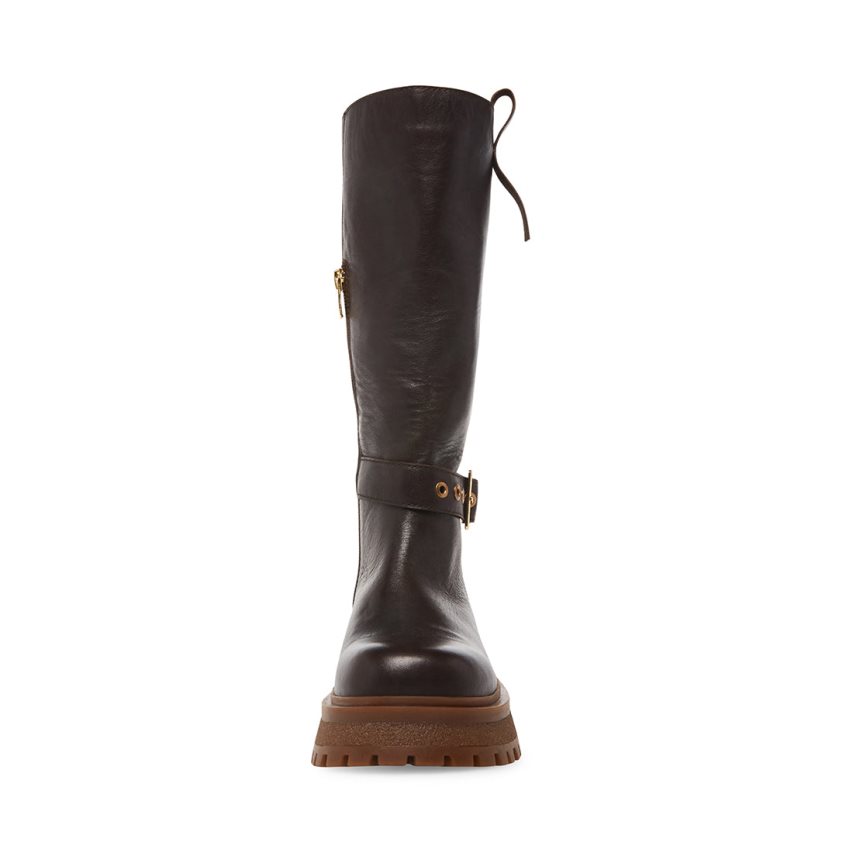 Botas Altas Steve Madden Willow Cuero Mujer Marrones Oscuro | ES LW2906